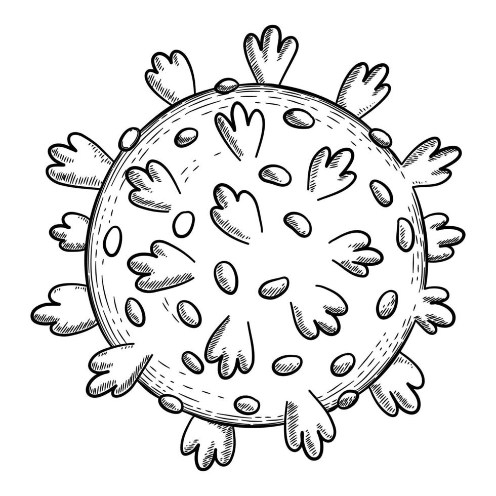 gevaar corona virus icoon, schets handgetekende stijl vector