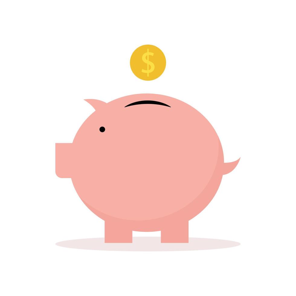 roze spaarvarken pictogram met dollar munt pictogram in spaarvarken eenvoudig en modern ontwerp gebruikt voor website illustraties vectorillustratie geïsoleerd op een witte achtergrond vector