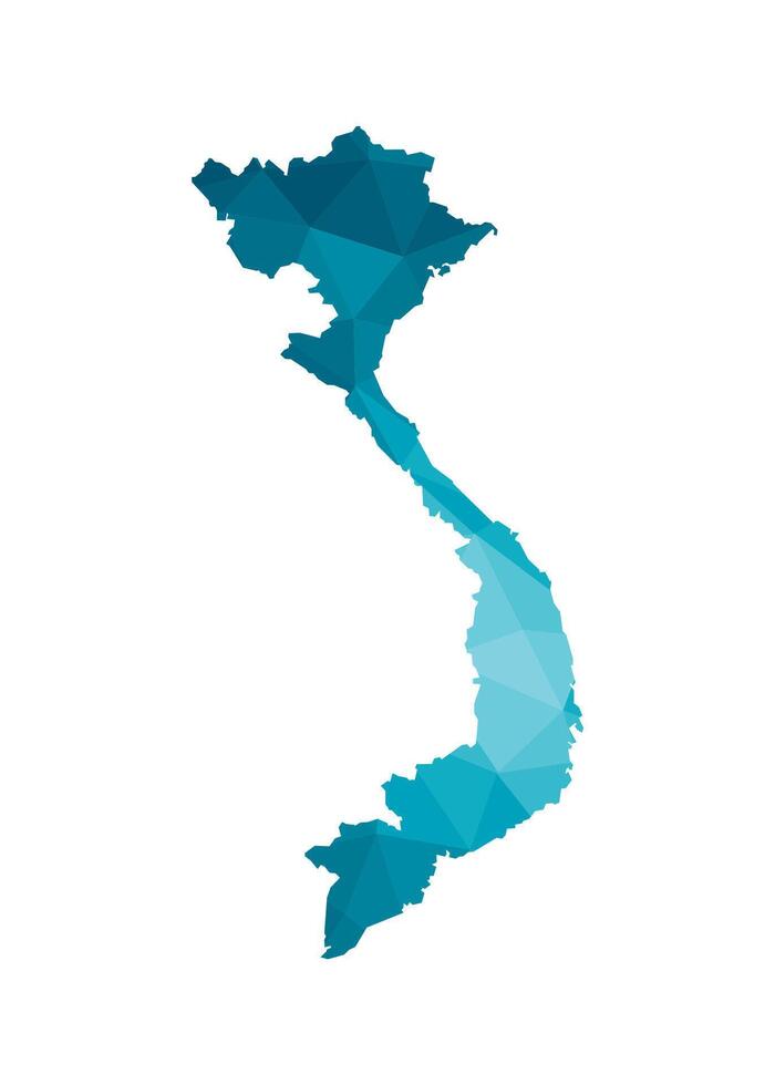 geïsoleerd illustratie icoon met vereenvoudigd blauw silhouet van Vietnam kaart. veelhoekige meetkundig stijl, driehoekig vormen. wit achtergrond. vector