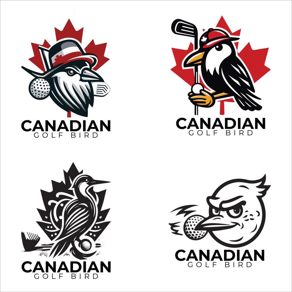 reeks van Canadees golf vogelstand logo, icoon, minimaal logo, silhouet, illustratie reeks van Canadees golf vogelstand logo, icoon, minimaal logo, silhouet, illustratie vector