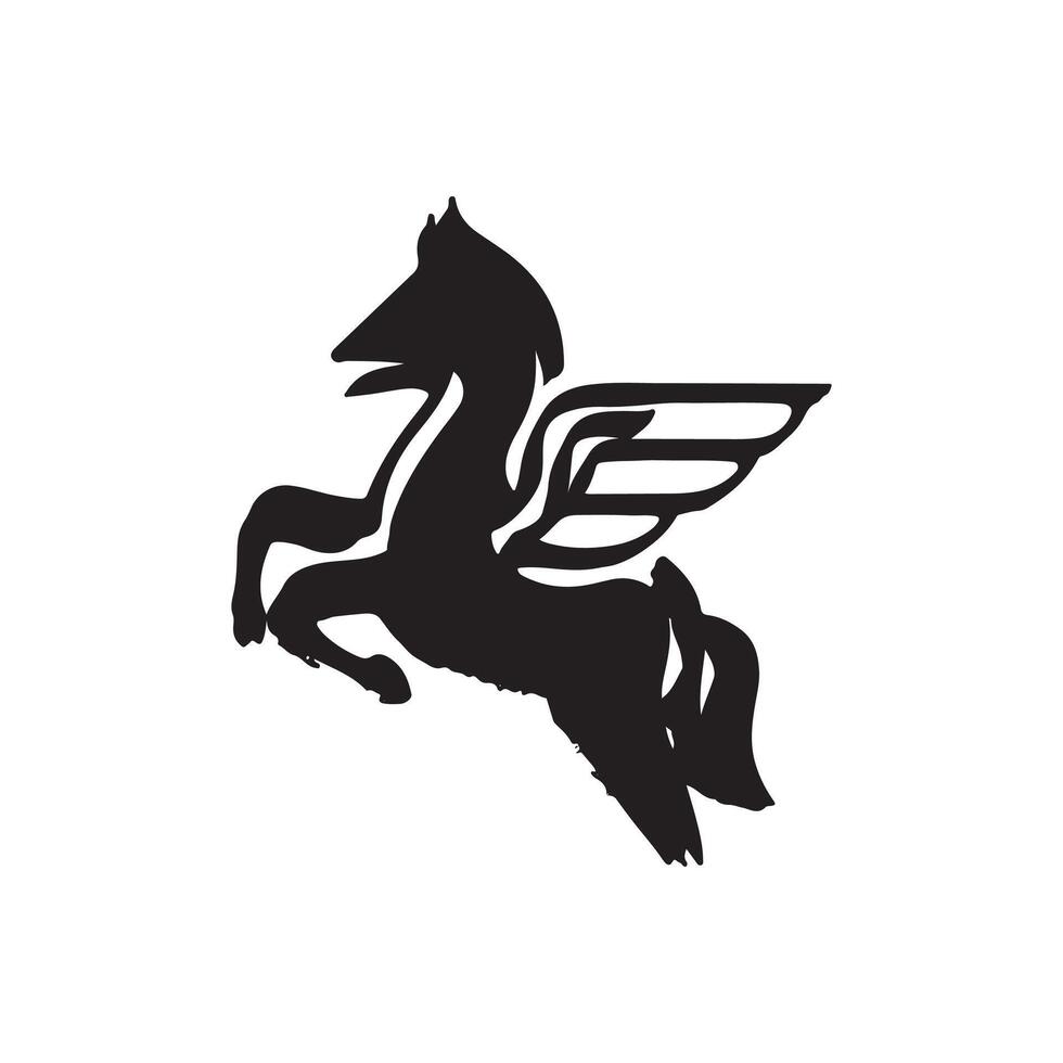 Pegasus, logo, icoon, silhouet zwart en wit kleur ontwerp vector