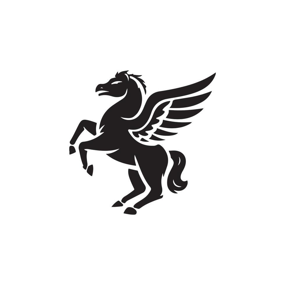 Pegasus, logo, icoon, silhouet zwart en wit kleur ontwerp vector