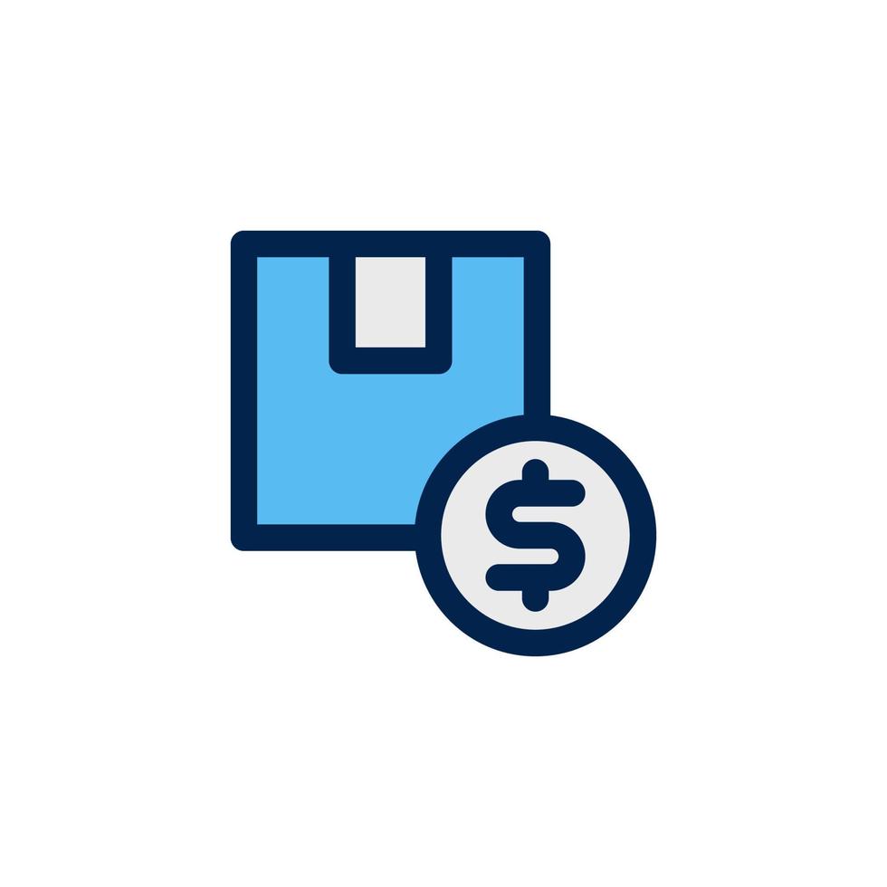 prijs product pictogram ontwerp vectorillustratie met symbool kosten, kopen, pakket, pakket, geld voor reclamezaken vector