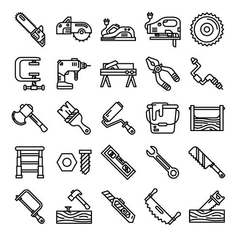 Timmerman pictogrammen pack vector