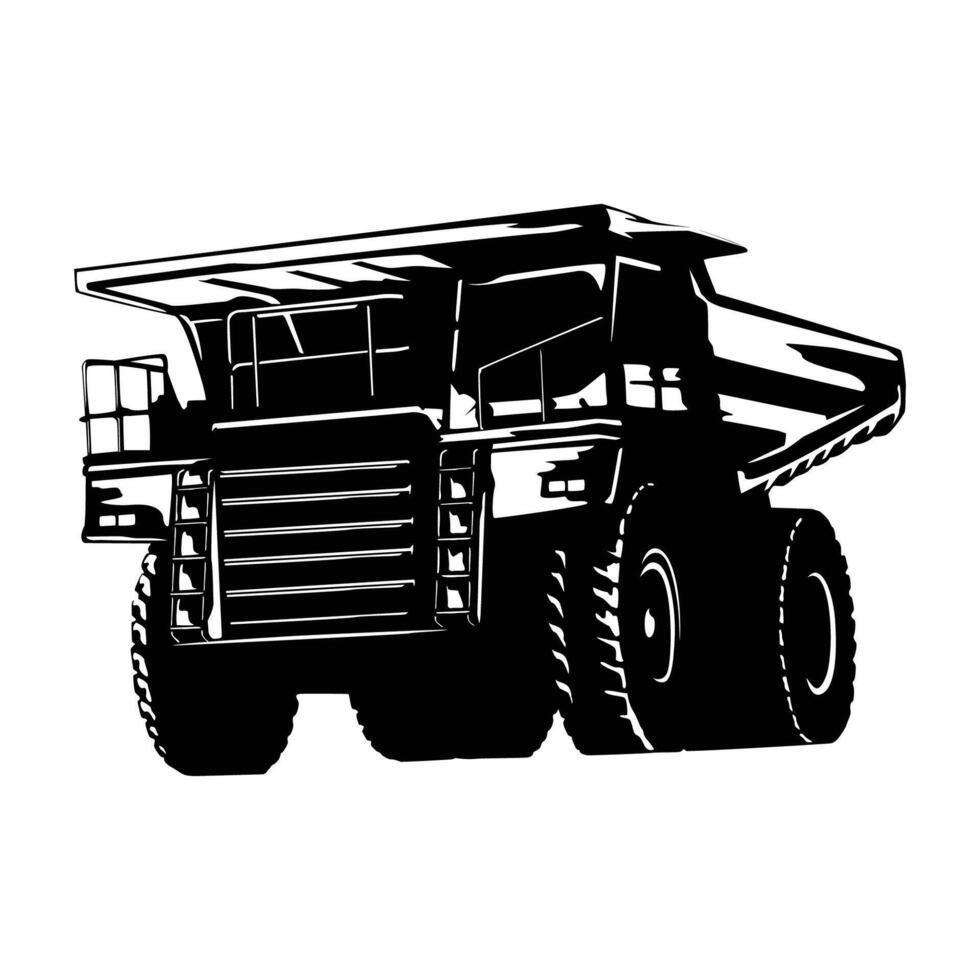 mijnbouw vrachtauto silhouet ontwerp. zwaar machinerie teken en symbool. vector