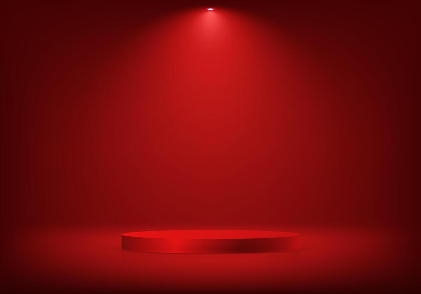 rood cilinder voetstuk podium. rood studio kamer. ruimte voor verkoop producten Aan de website. sjabloon bespotten omhoog voor Scherm van Product. bedrijf achtergrond. illustratie. vector