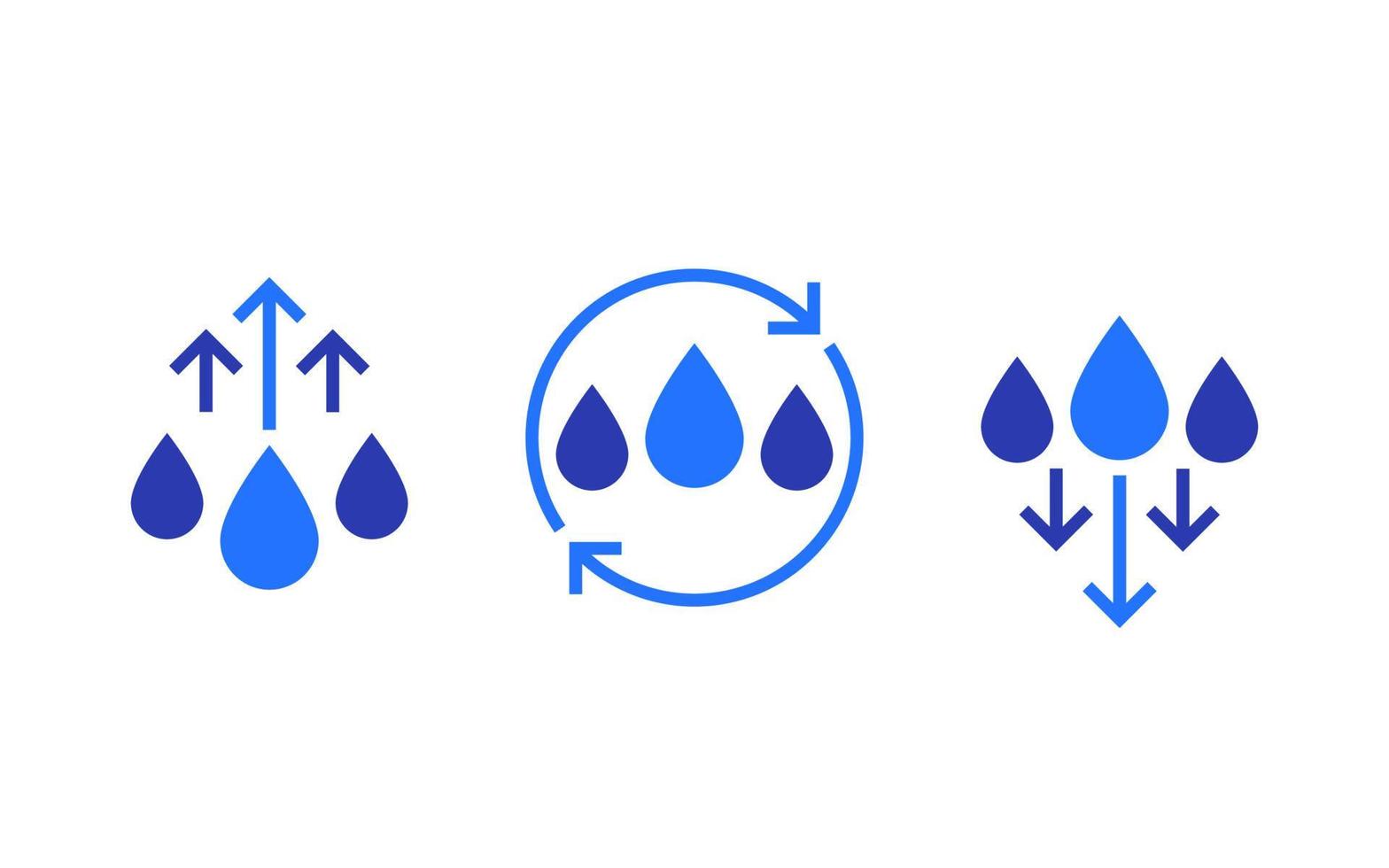 vochtigheidsgraad op en neer vector iconen set