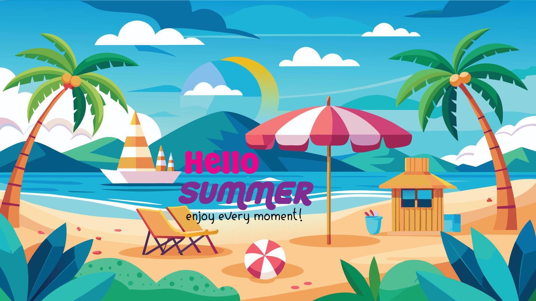 zomer strand tafereel banier ontwerp achtergrond vector