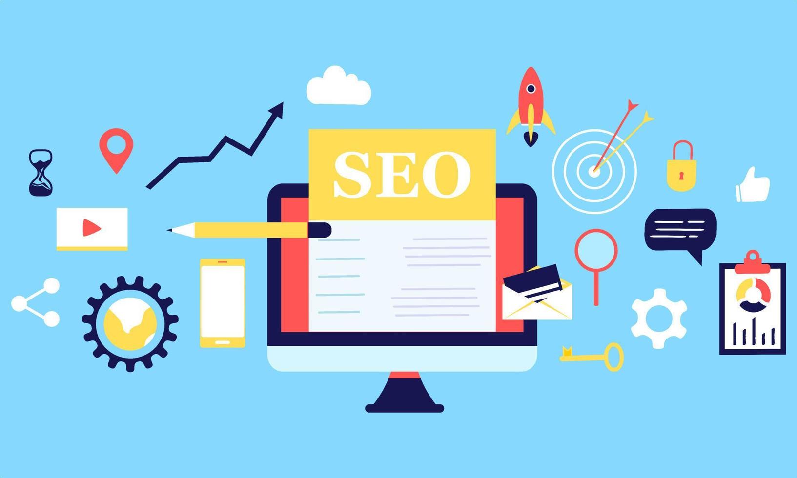 bestemmingspagina van seo zoekmachine optimalisatie moderne platte ontwerp isometrische sjabloon. conceptuele seo-analyse en optimalisatie, seo-strategieën en marketingconcept vectorillustratie voor website. vector