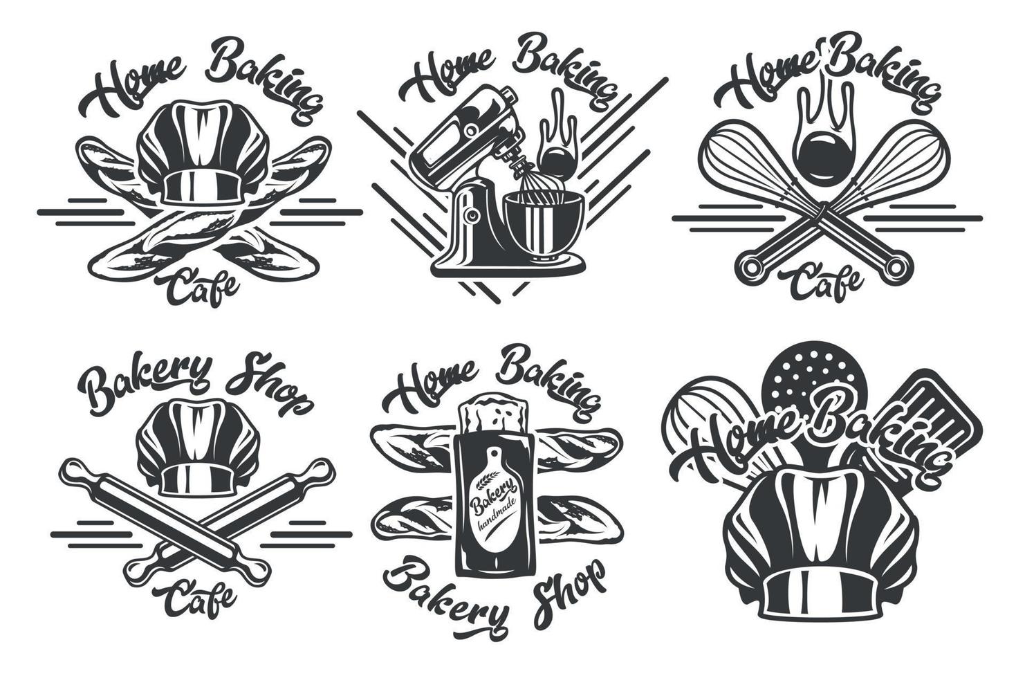 set vintage badges op het ambachtelijke bakkerijthema voor witte achtergrond vector