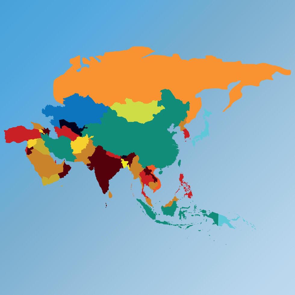 kaart van Azië in vlak stijl vector