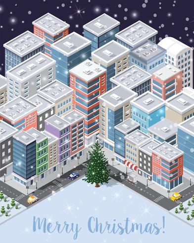 Kerst winter stad achtergrond vector