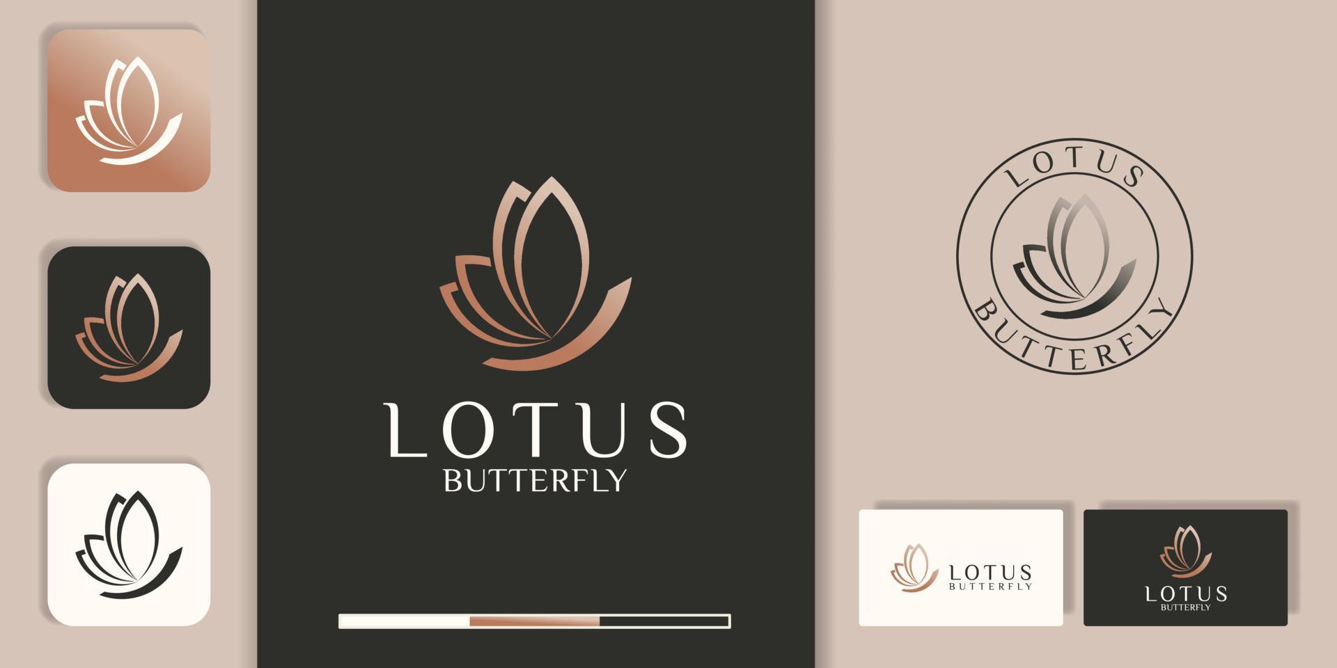 abstract lijntekeningen lotus vlinder logo ontwerp vector