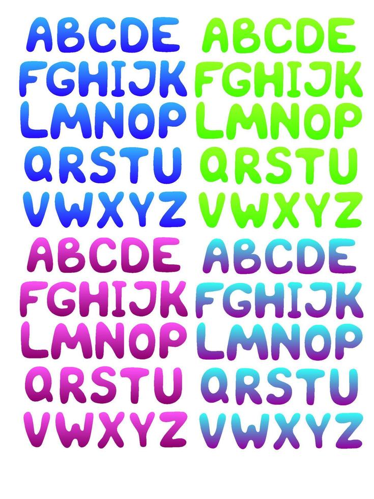 vectorillustratie. engels handgetekende gekleurde alfabet. vector