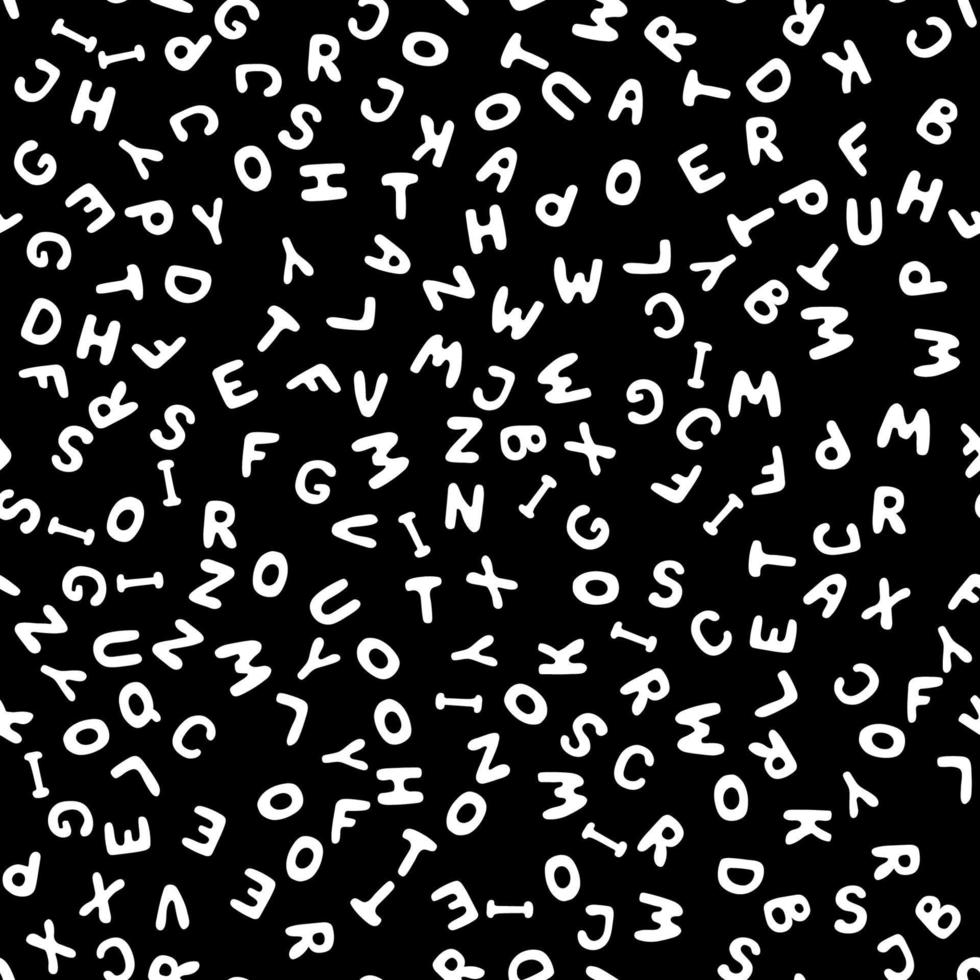 vectorillustratie. naadloze patroon van witte Engelse letters op zwarte achtergrond. vector
