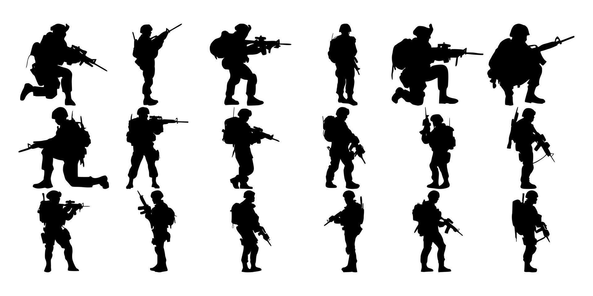 verzameling van leger silhouet illustraties vector