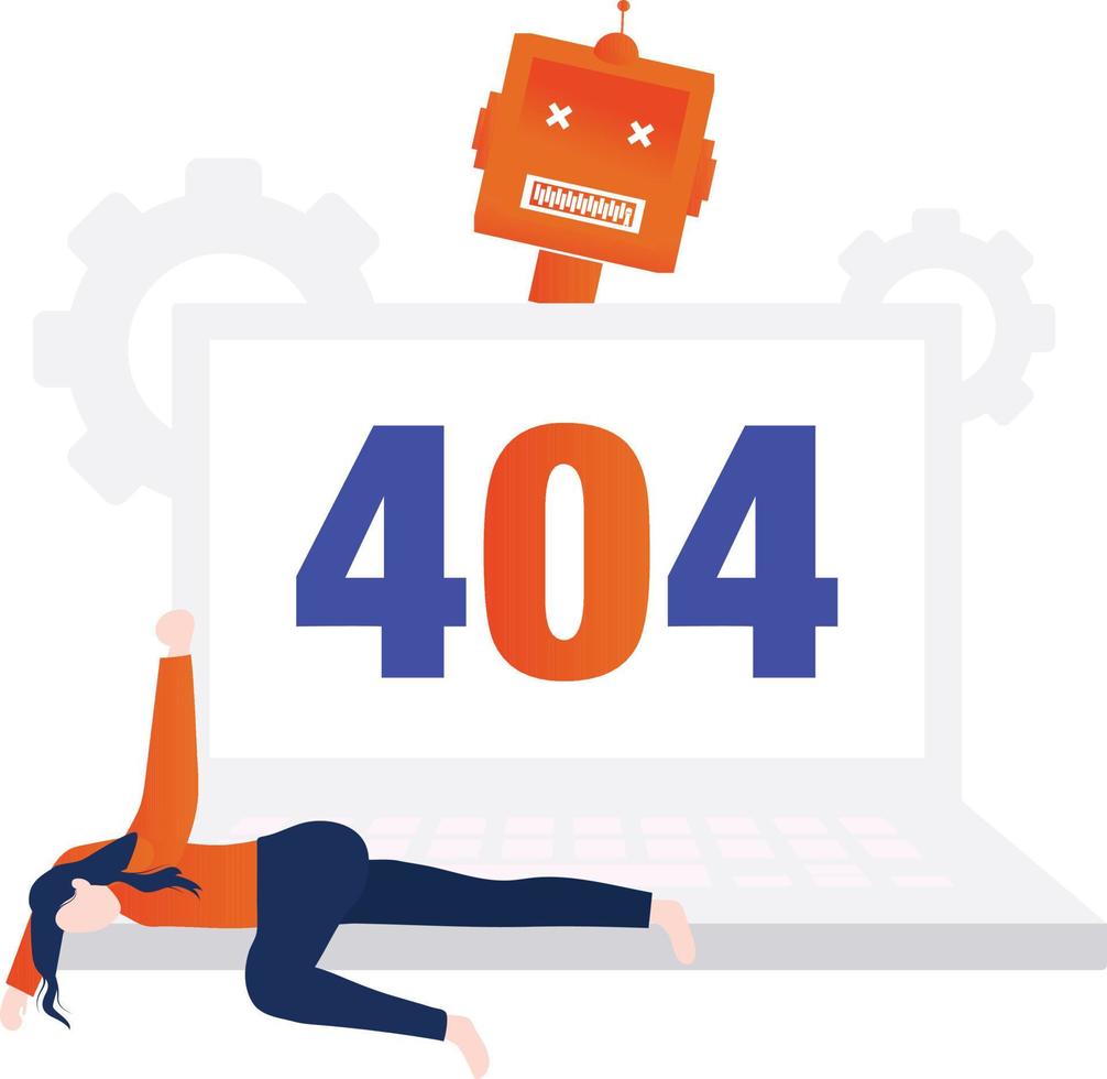 het meisje sliep door de 404-fout te herstellen. vector