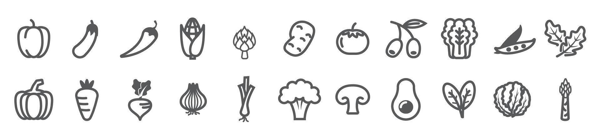 groente schets icoon bundel reeks gezond voedsel groenten symbool vector