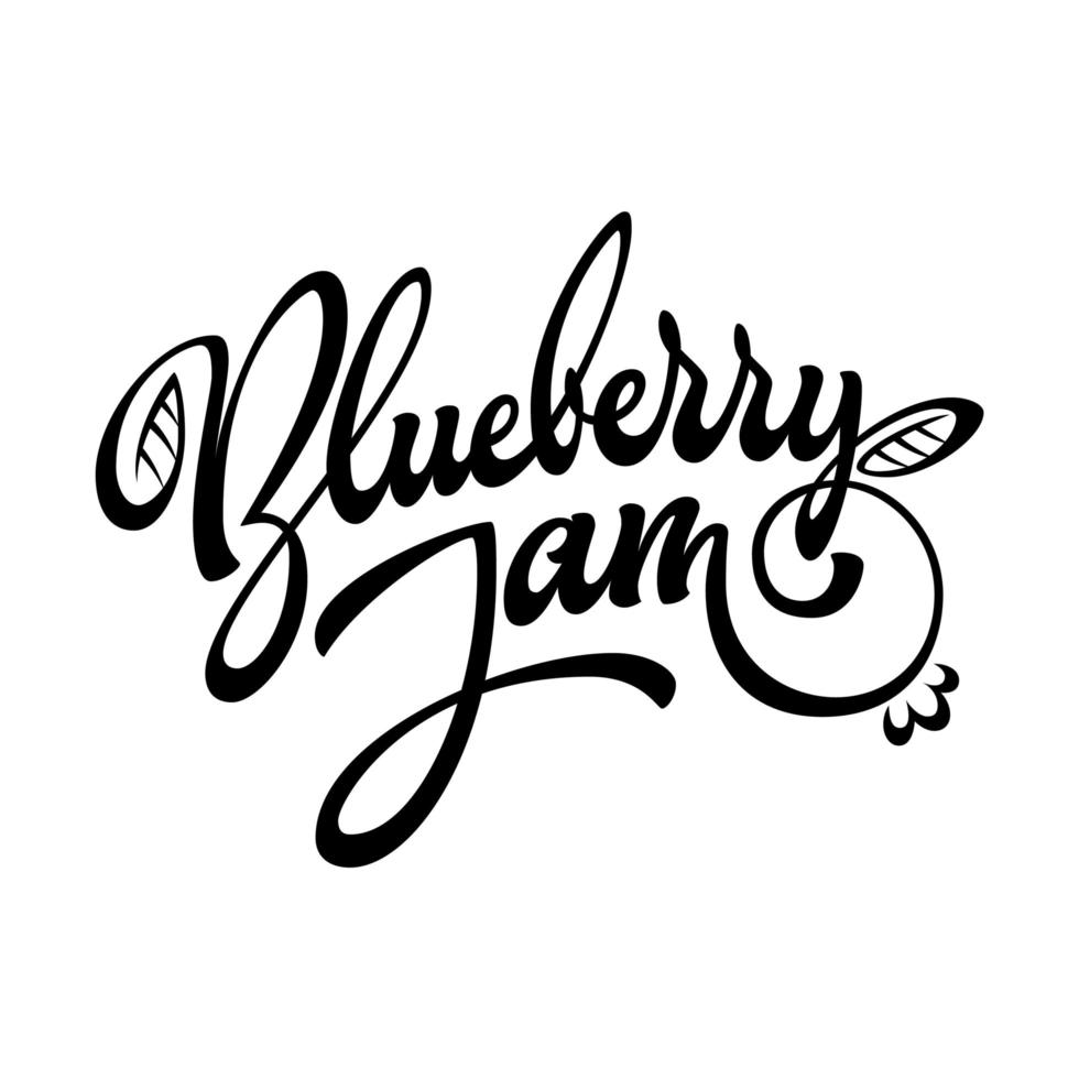 bosbessenjam handgetekende kalligrafie logo vector