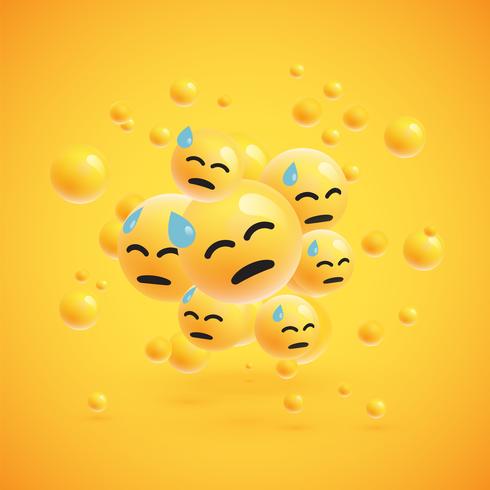 Groep van hoge gedetailleerde gele emoticons, vectorillustratie vector