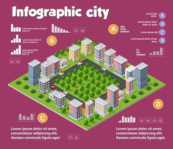 Isometrische infographics van de stad vector