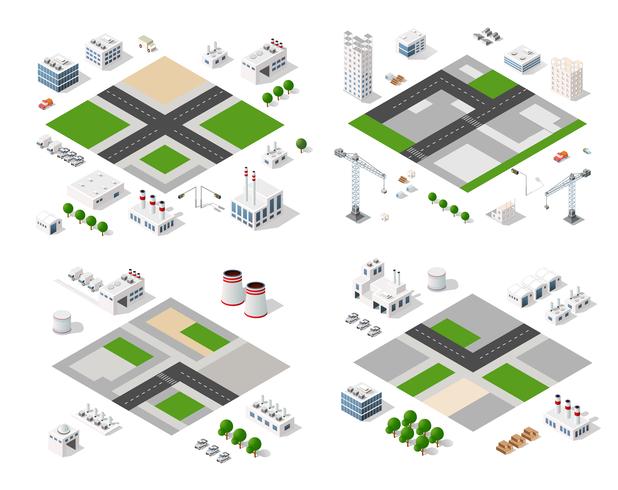 Set van moderne isometrische gebouwen vector