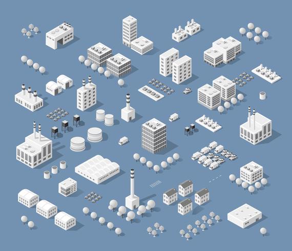 Set van moderne isometrische gebouwen vector