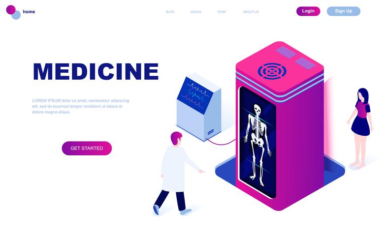 Modern plat ontwerp isometrisch concept van geneeskunde en gezondheidszorg vector