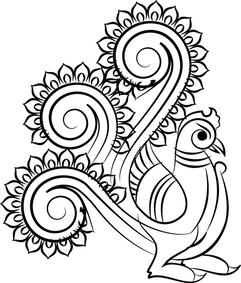 Kalamkari Indiase traditionele kunst op linnen stoffen. pauwontwerpen voor textieldruk, logo en behang vector