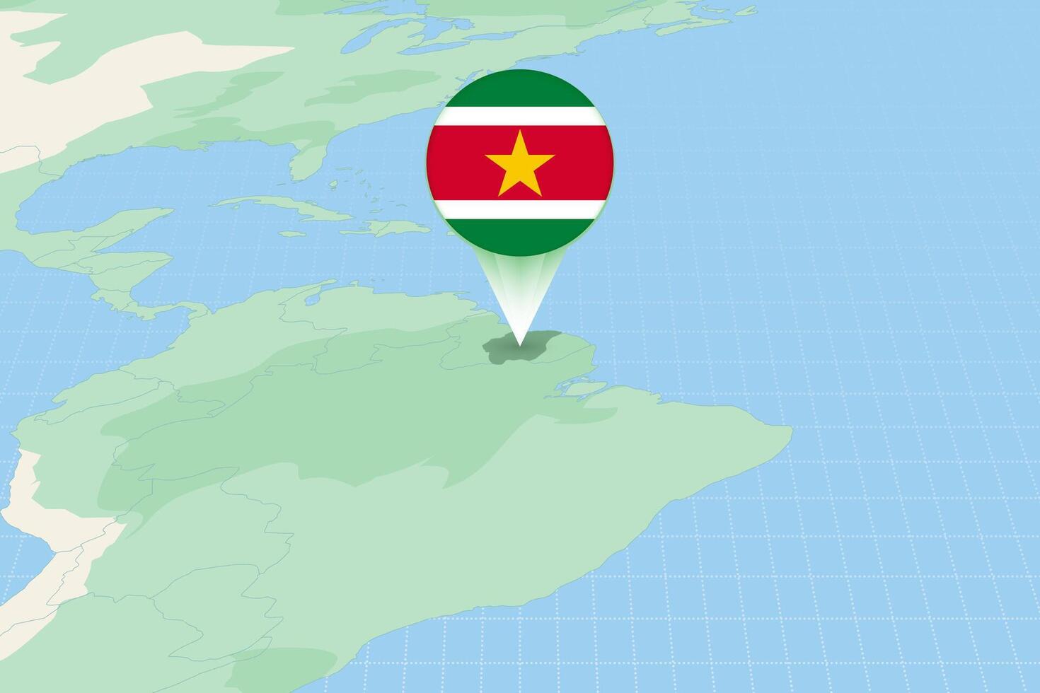 kaart illustratie van Suriname met de vlag. cartografisch illustratie van Suriname en naburig landen. vector