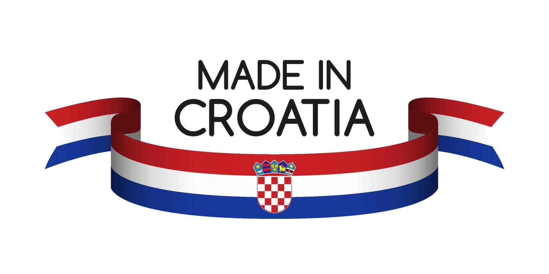 gekleurde lint met de Kroatisch driekleur, gemaakt in Kroatië symbool, Kroatisch vlag geïsoleerd Aan wit achtergrond, illustratie vector