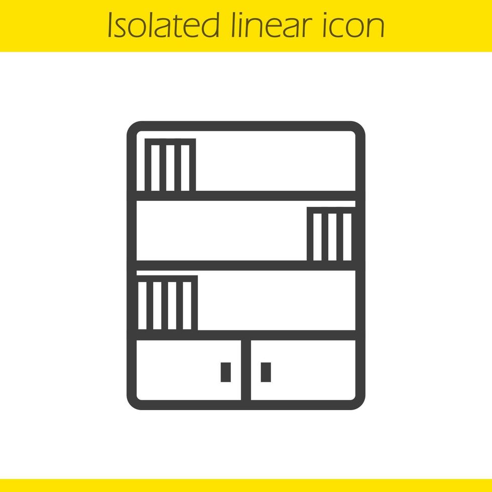 boekenkast lineaire pictogram. dunne lijn illustratie. boekenplank contour symbool. vector geïsoleerde overzichtstekening