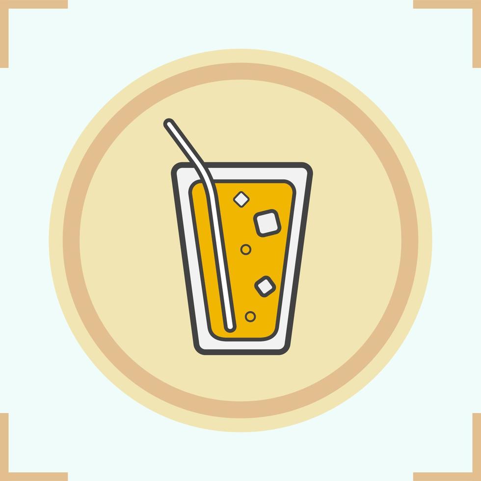 limonade met stro en bubbels kleur icoon. gin-tonic glas. frisdrank vector geïsoleerde illustratie