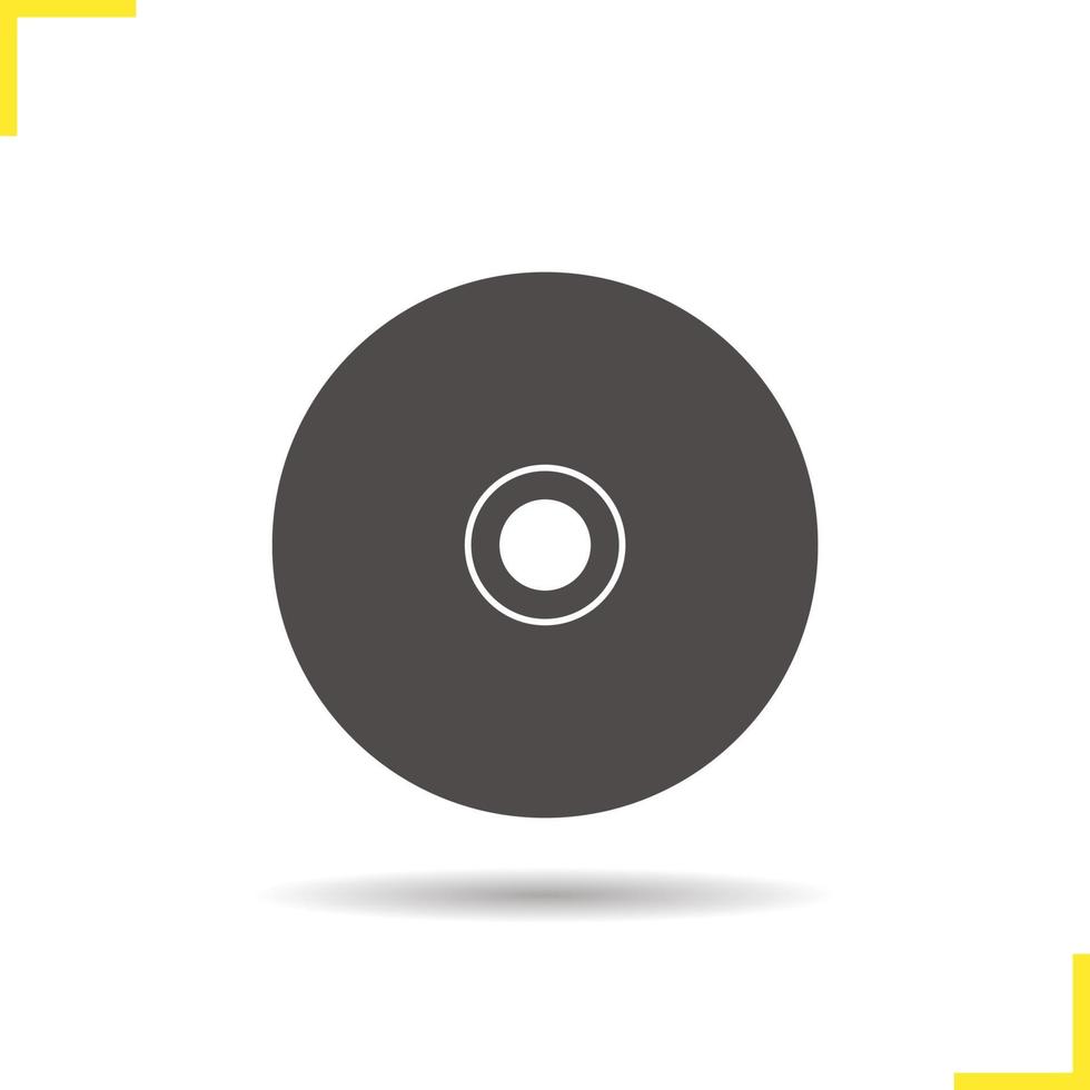 cd-pictogram. slagschaduw silhouet symbool. compact disc. negatieve ruimte. vector geïsoleerde illustratie