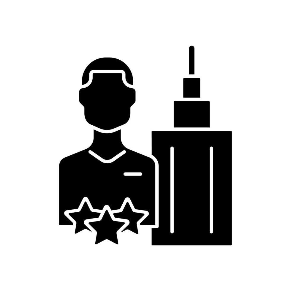 chief executive officer zwart glyph-pictogram. manager bedrijfsvoering en middelen. deskundige op het gebied van organisatieproblemen. silhouet symbool op witte ruimte. vector geïsoleerde illustratie