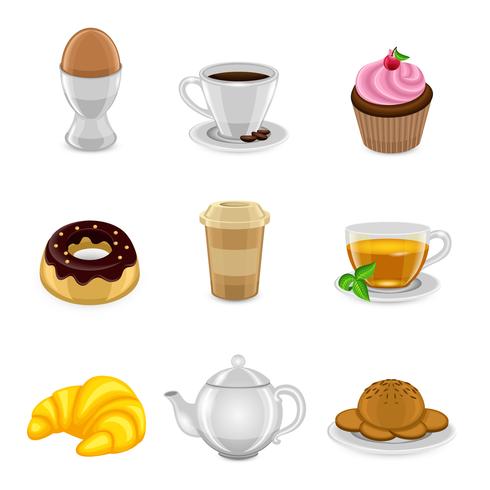 Ontbijt pictogramserie vector