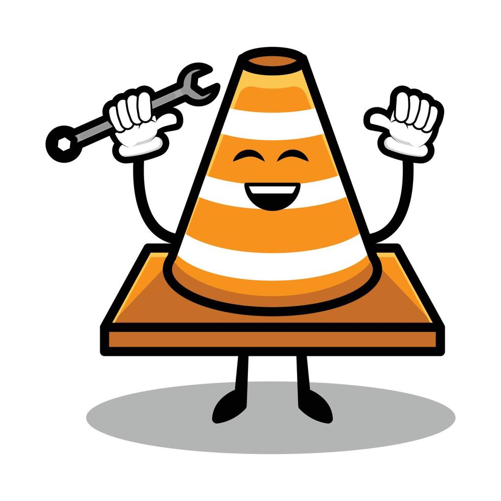 schattig verkeerskegel mascotte ontwerp vector