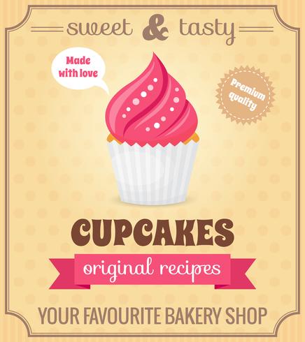 cupcake retro poster vector