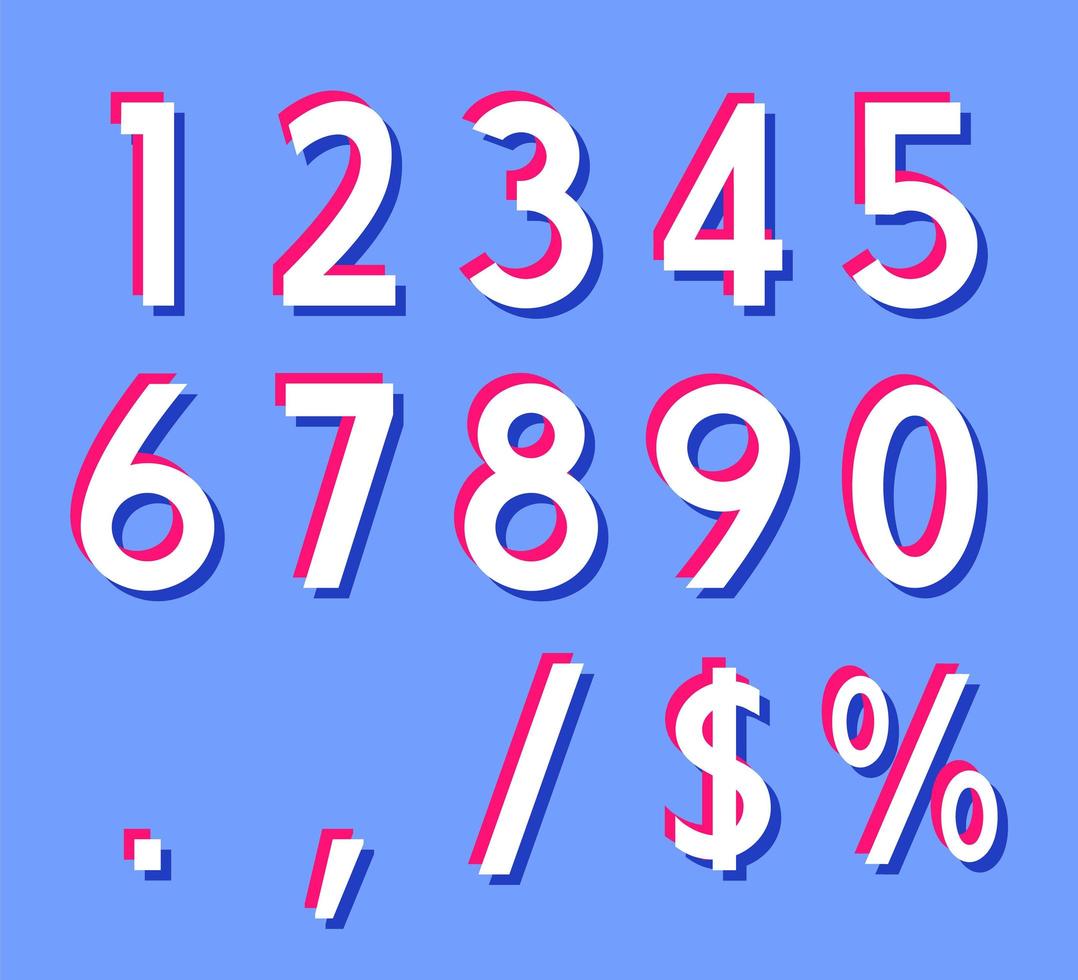 driedimensionale retro-nummers van resterende dagen, percentage en dollarteken. vector