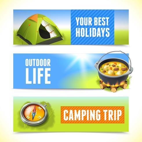 Camping horizontale banners vector