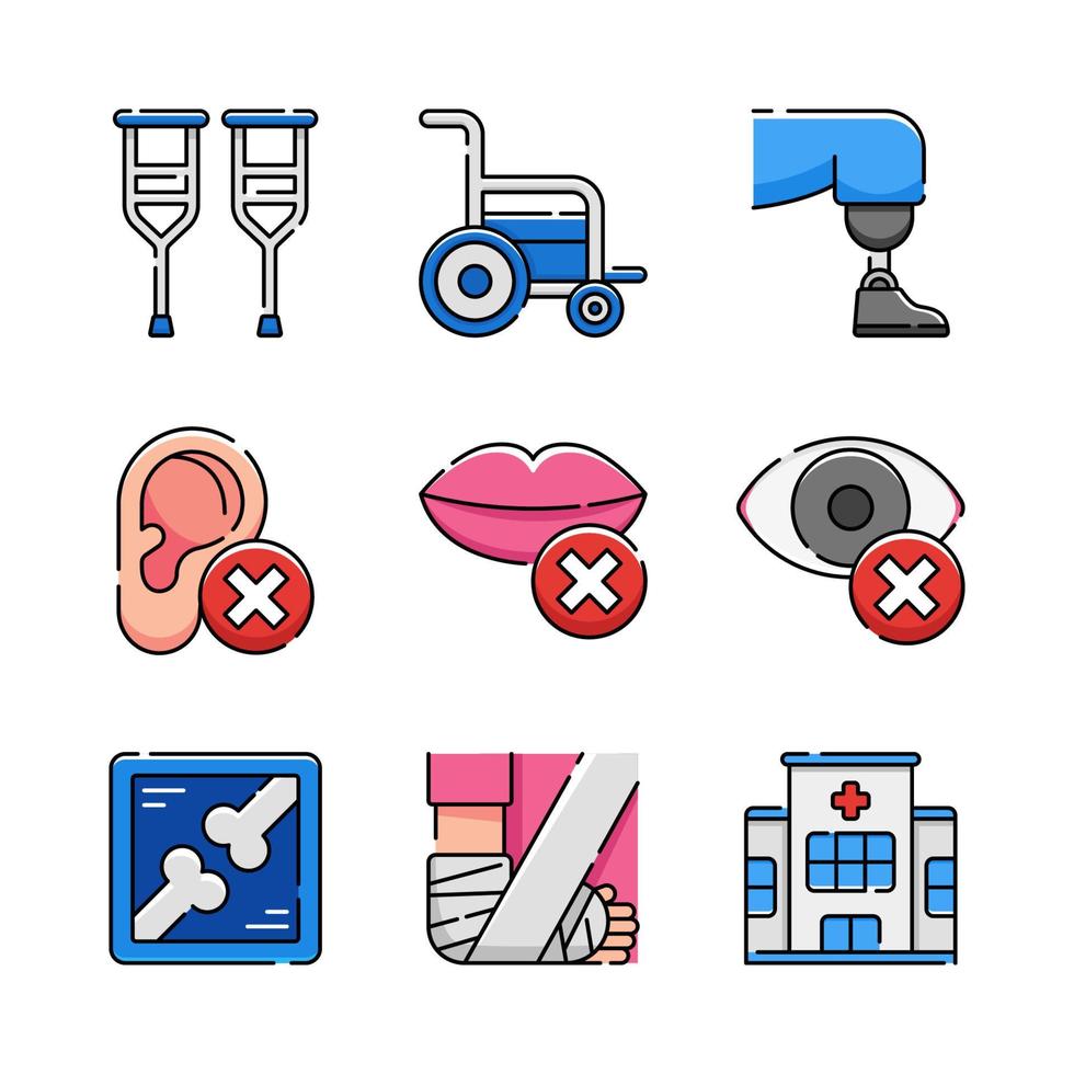 mensen met een handicap icon set vector