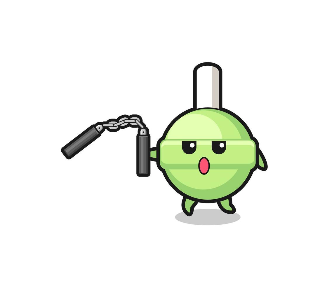 cartoon van lolly met nunchaku vector