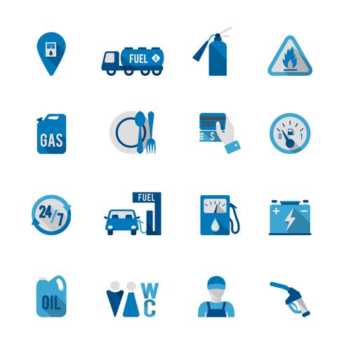 Set van brandstofstationpictogram vector