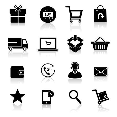 Winkelen pictogrammen voor e-commerce vector