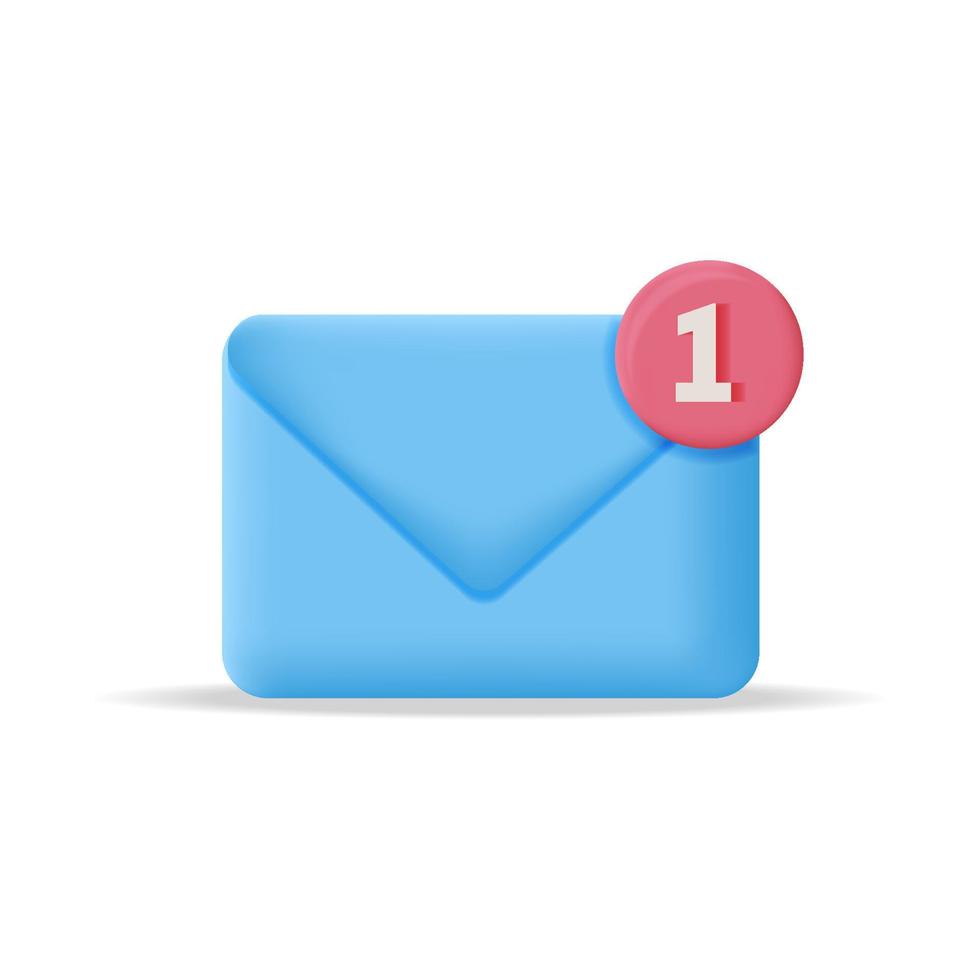 nieuwe e-mail notificatie 3D-pictogram. 3D-realistische e-mailpictogram. 3D-vector e-mail vector