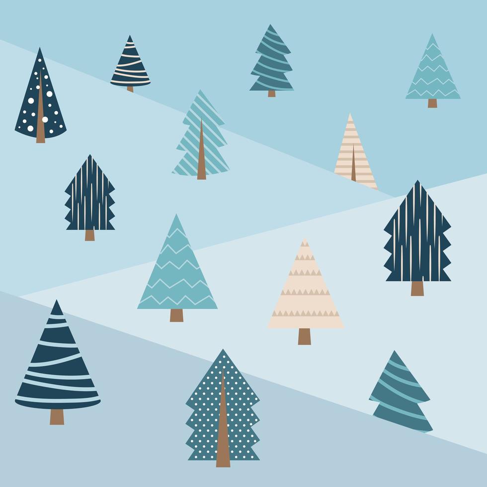 pijnbomen met sneeuw. seizoen concept vector