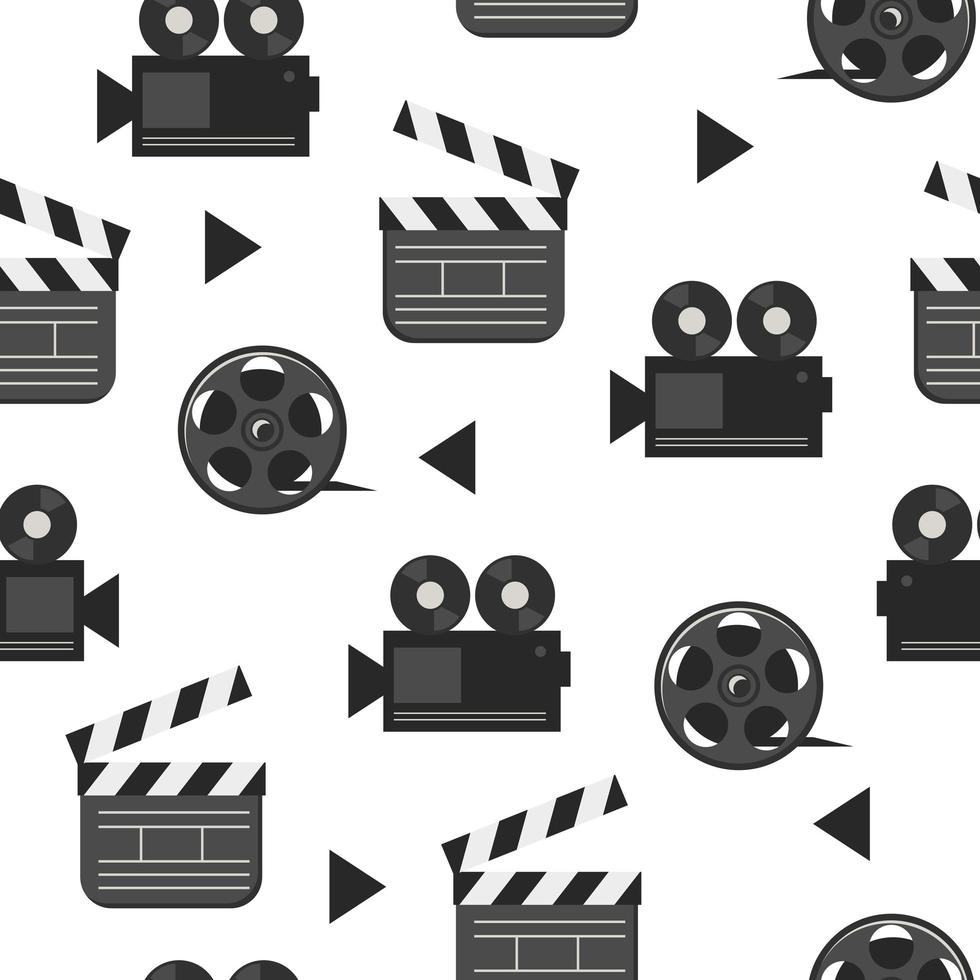 filmrol en filmklapper - naadloos patroon, film- en filmindustrie vector