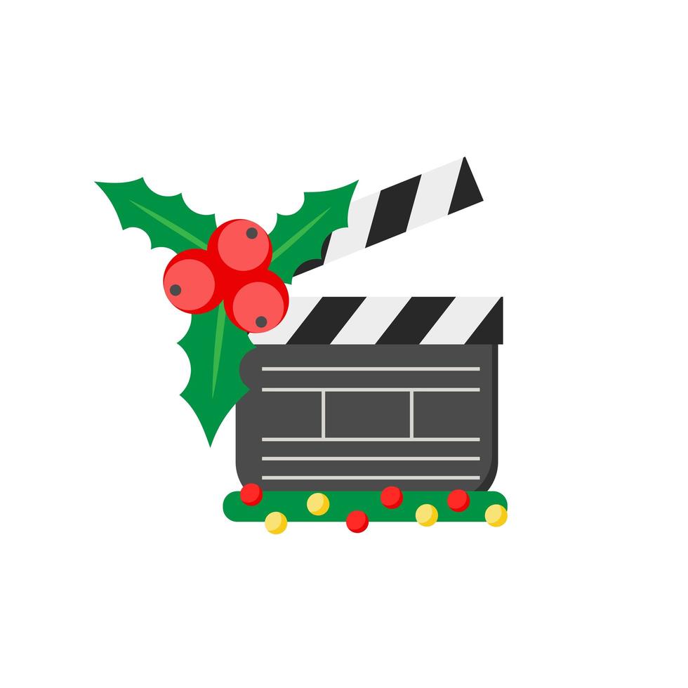 film klapbord bioscoop teken. Kerst ontwerp pictogram op witte achtergrond. vector