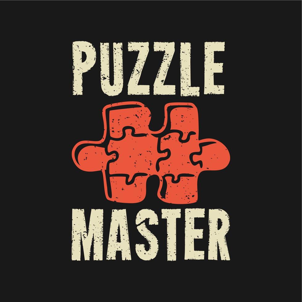 t-shirt ontwerp puzzel meester vector