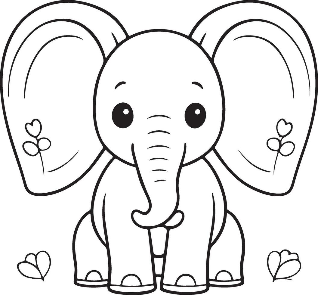 een schattig olifant met een hart Aan haar oor vector